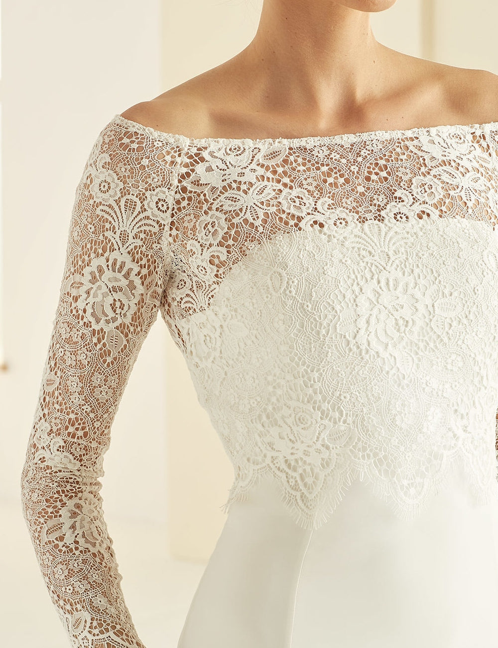 Long-Sleeved Lace Bridal Top Off-The-Shoulder