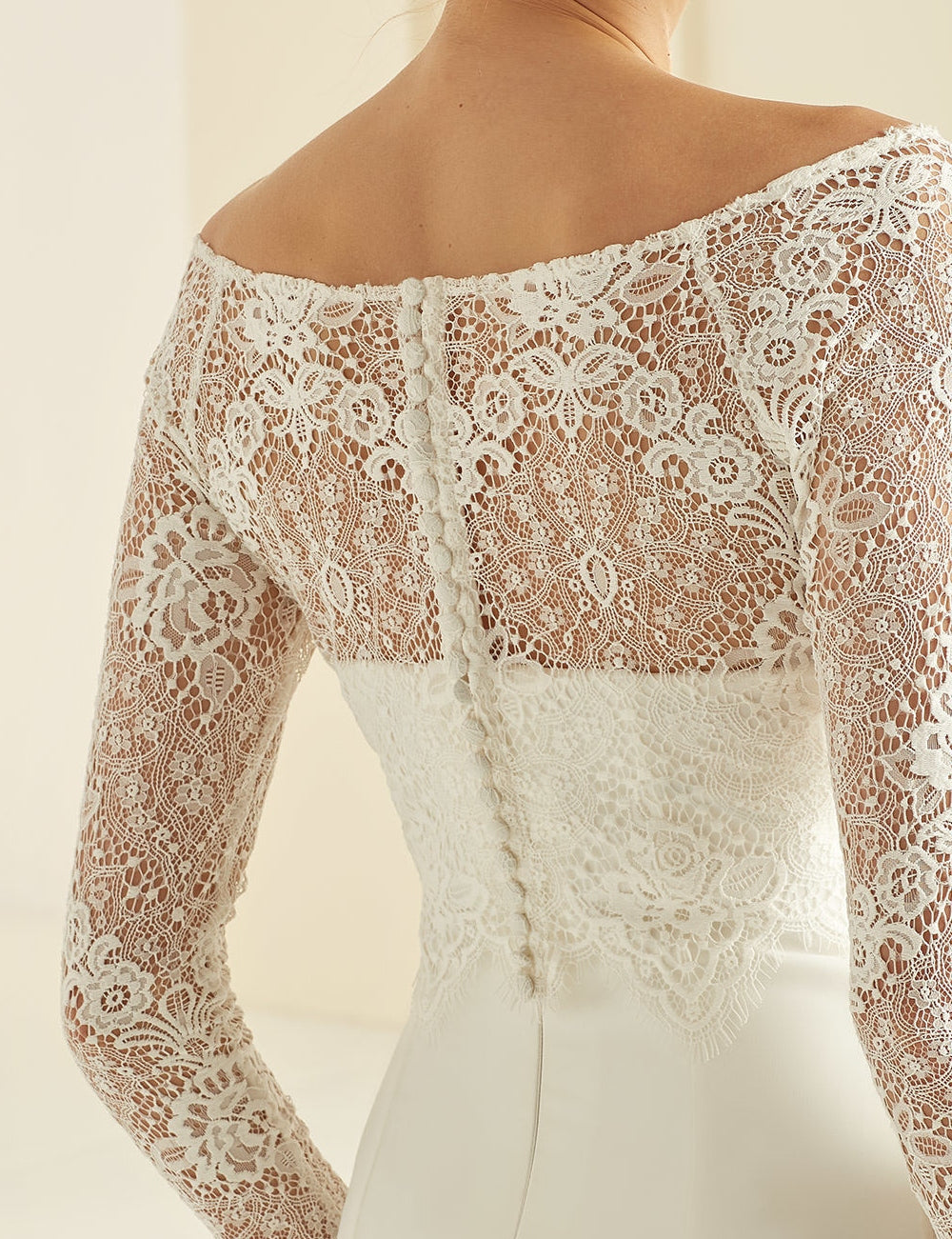 Long-Sleeved Lace Bridal Top Off-The-Shoulder