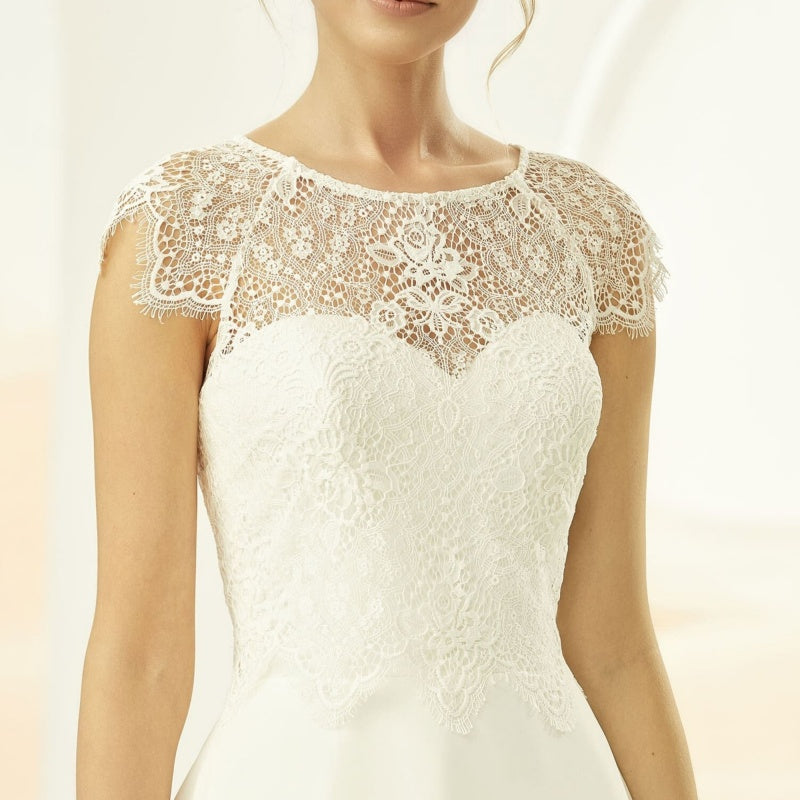 Short-Sleeved Lace Bridal Top Bianca