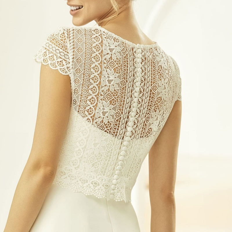 Short-Sleeved Bridal Lace Top May