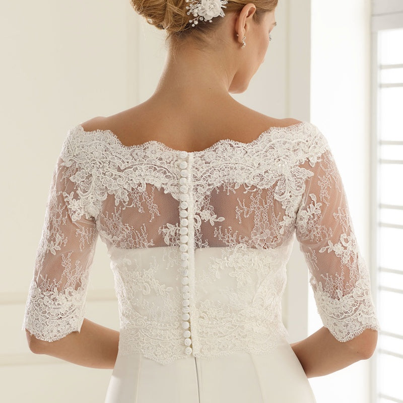 Bridal Lace Topper 3/4 Sleeves Emily