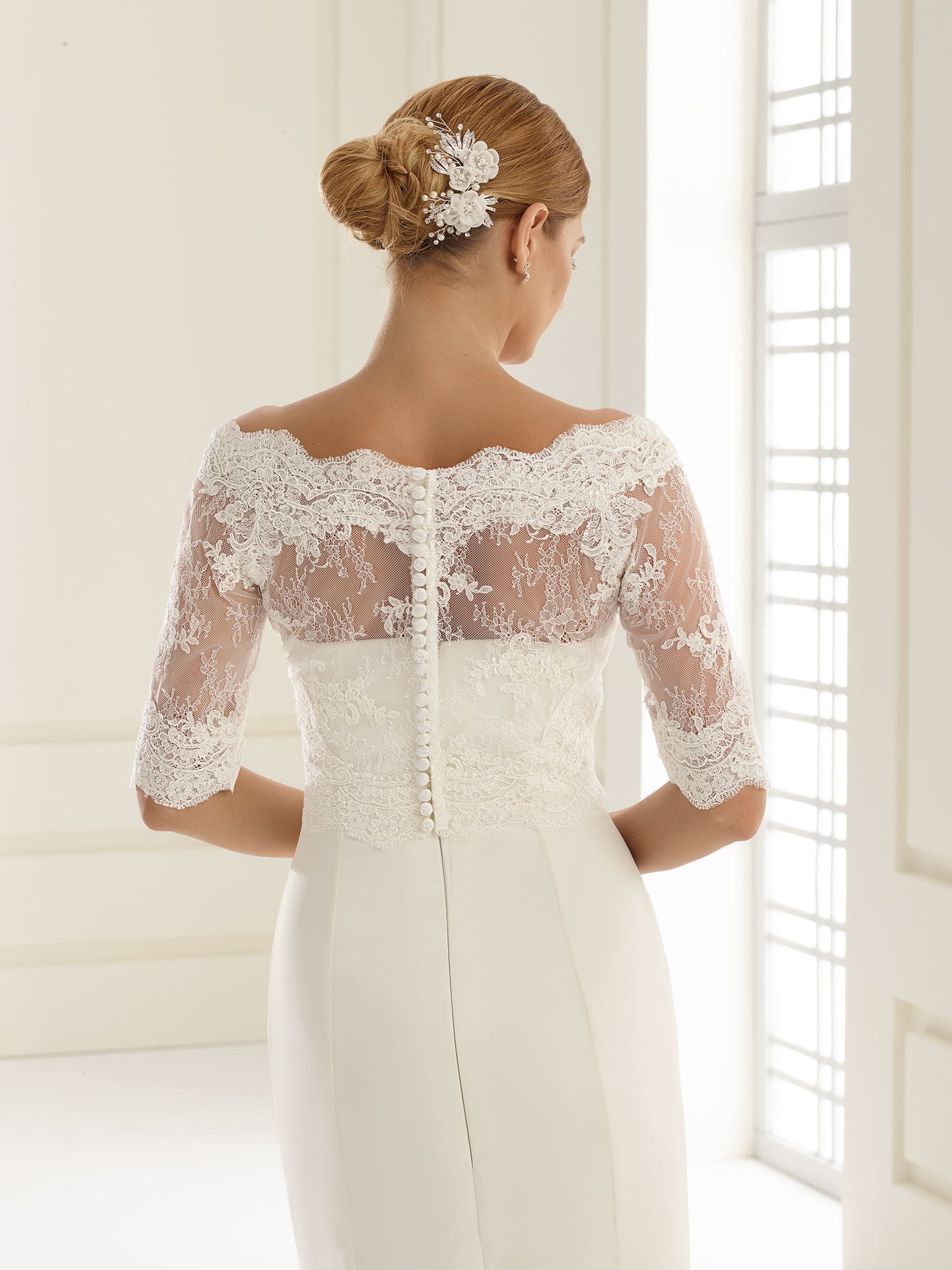 Bridal Lace Topper 3/4 Sleeves Emily