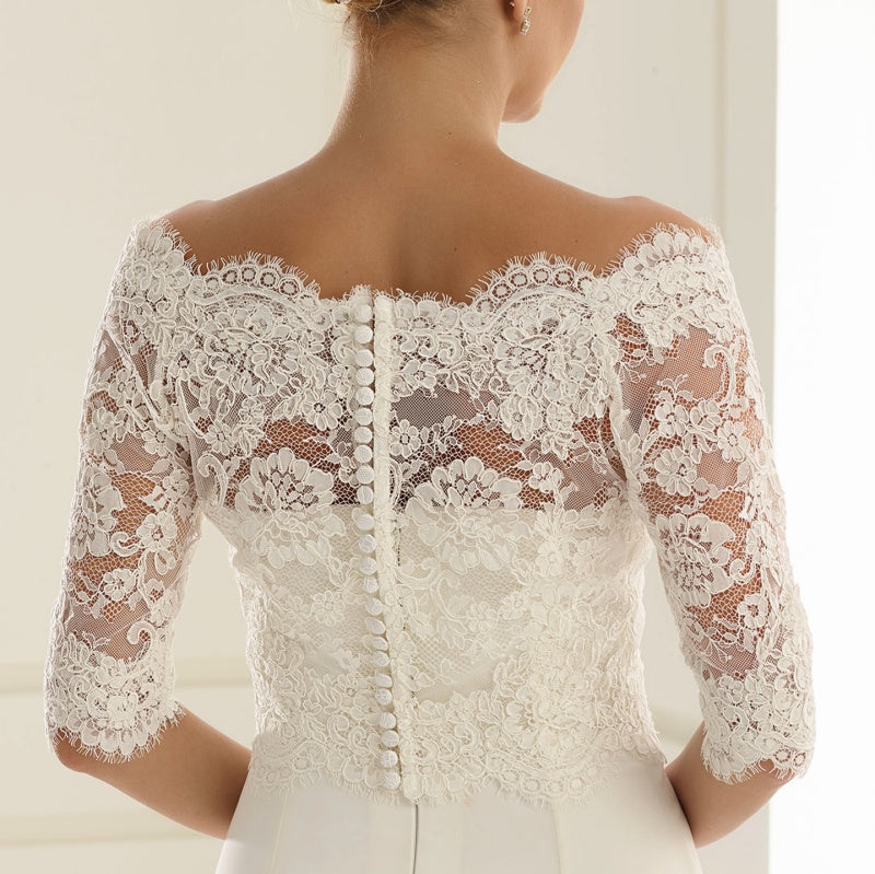 Bridal Lace Topper 3/4 Sleeves Adriana