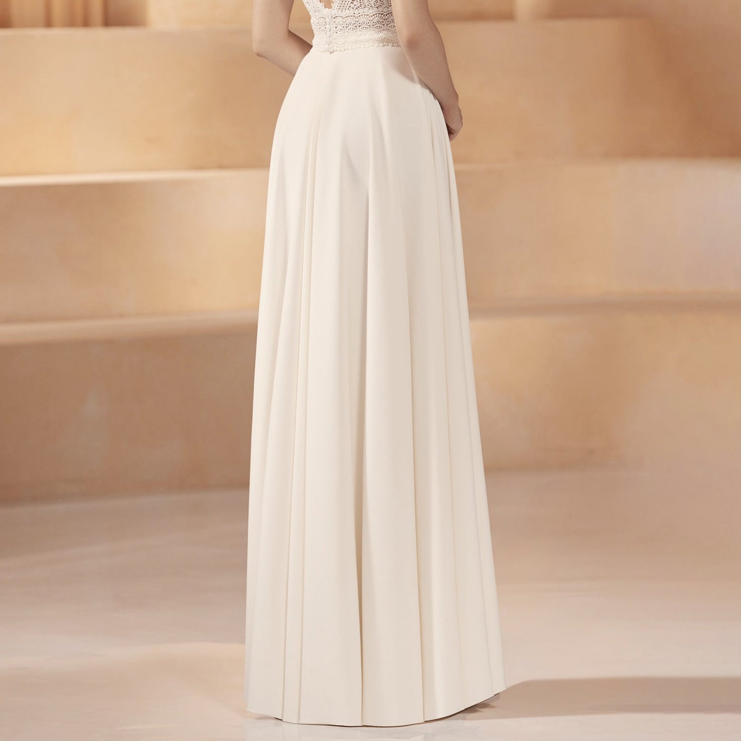 Bridal Long Skirt in Crepe With Slit