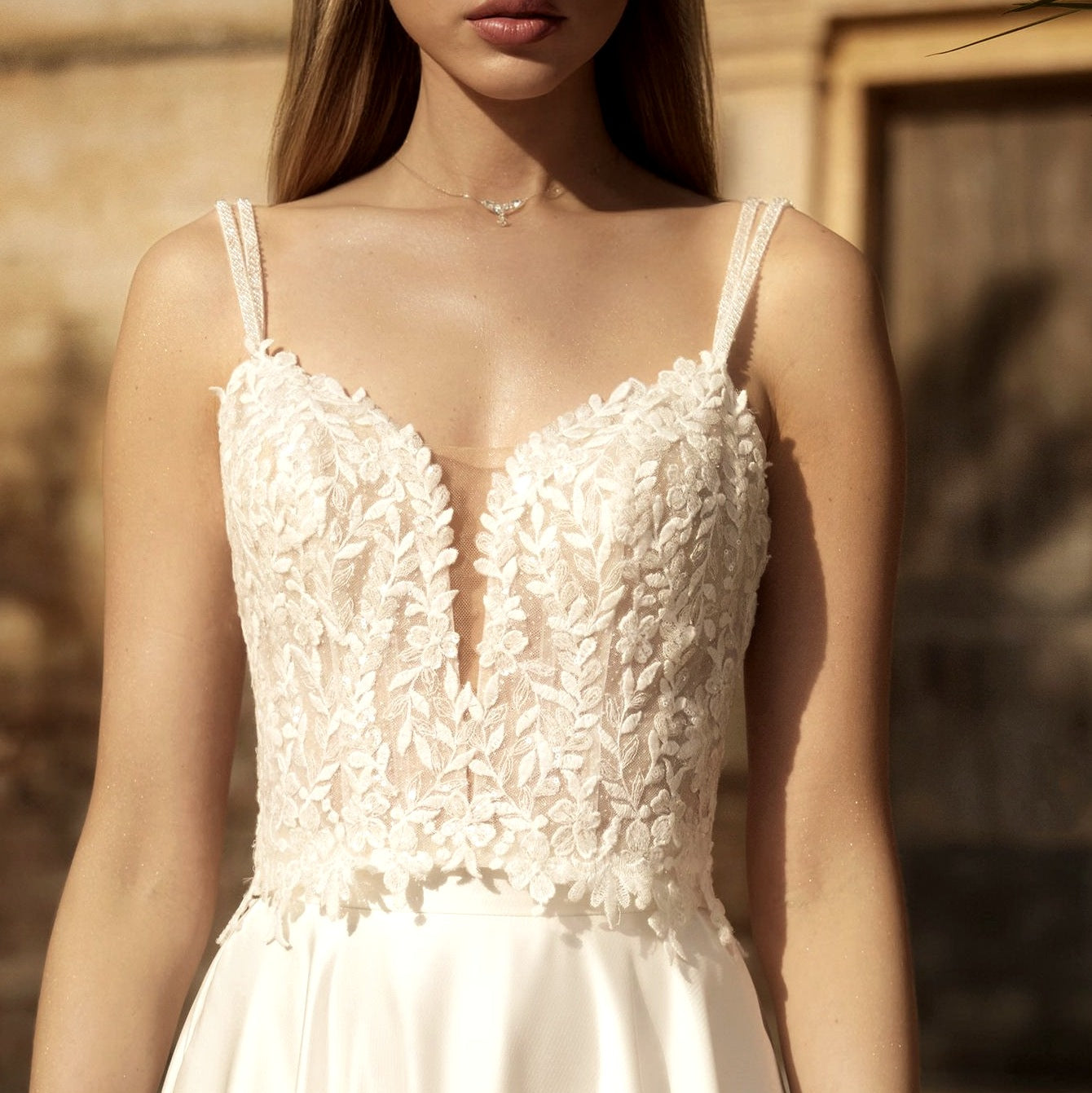 Bridal Top With Double Straps and Rhinestones