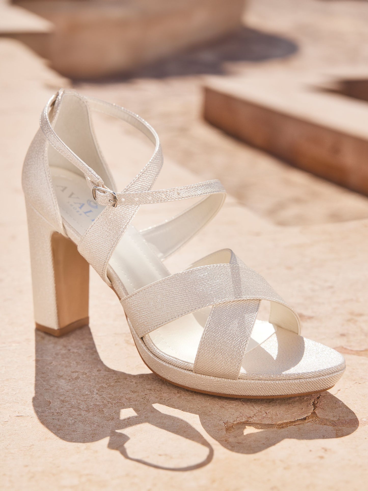 Square Heels Gold Bridal Sandals Danitza