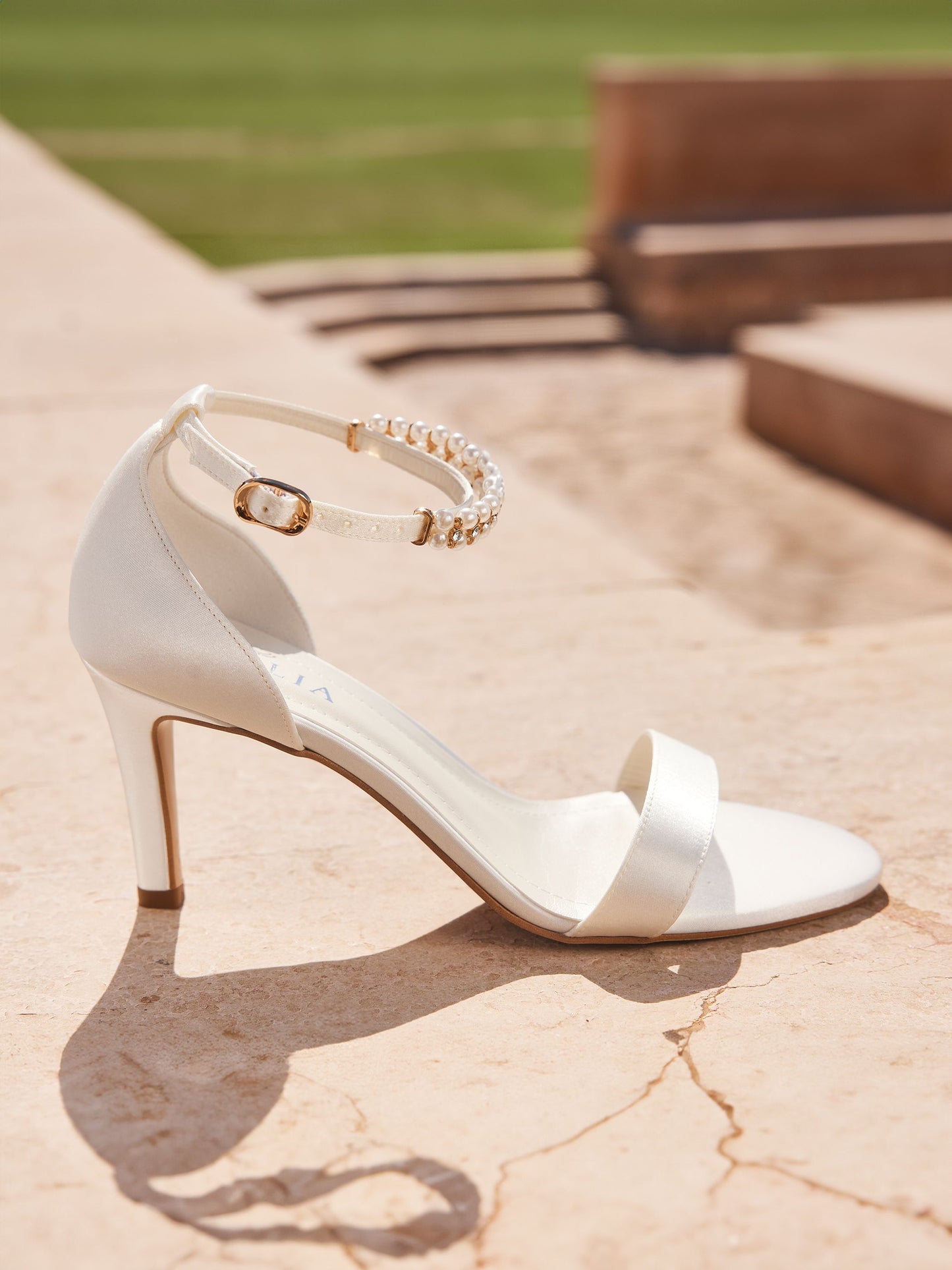 Bridal Shoes with Pearls Thin Heels Helvia