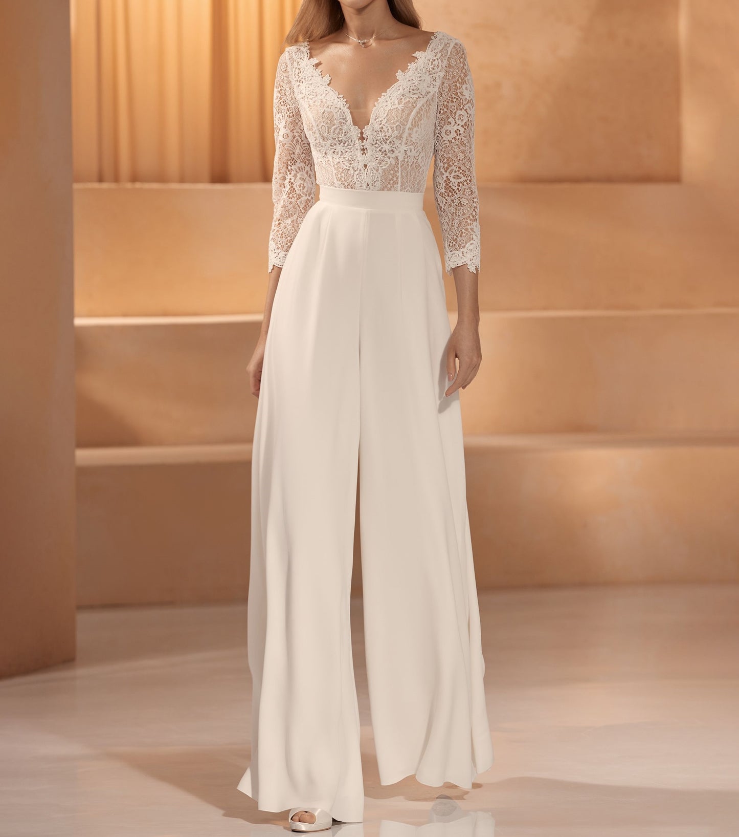 Bridal Jumpsuit Lace 3/4 Sleeves Emma