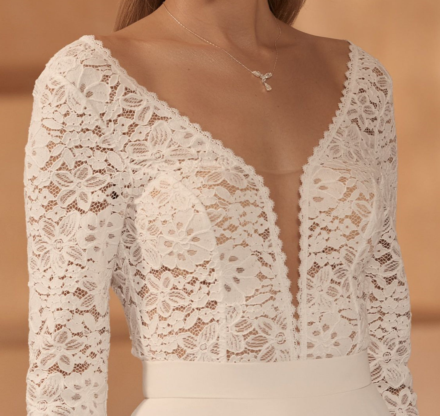 Lace Bridal Bodysuit French Sleeve Maddie