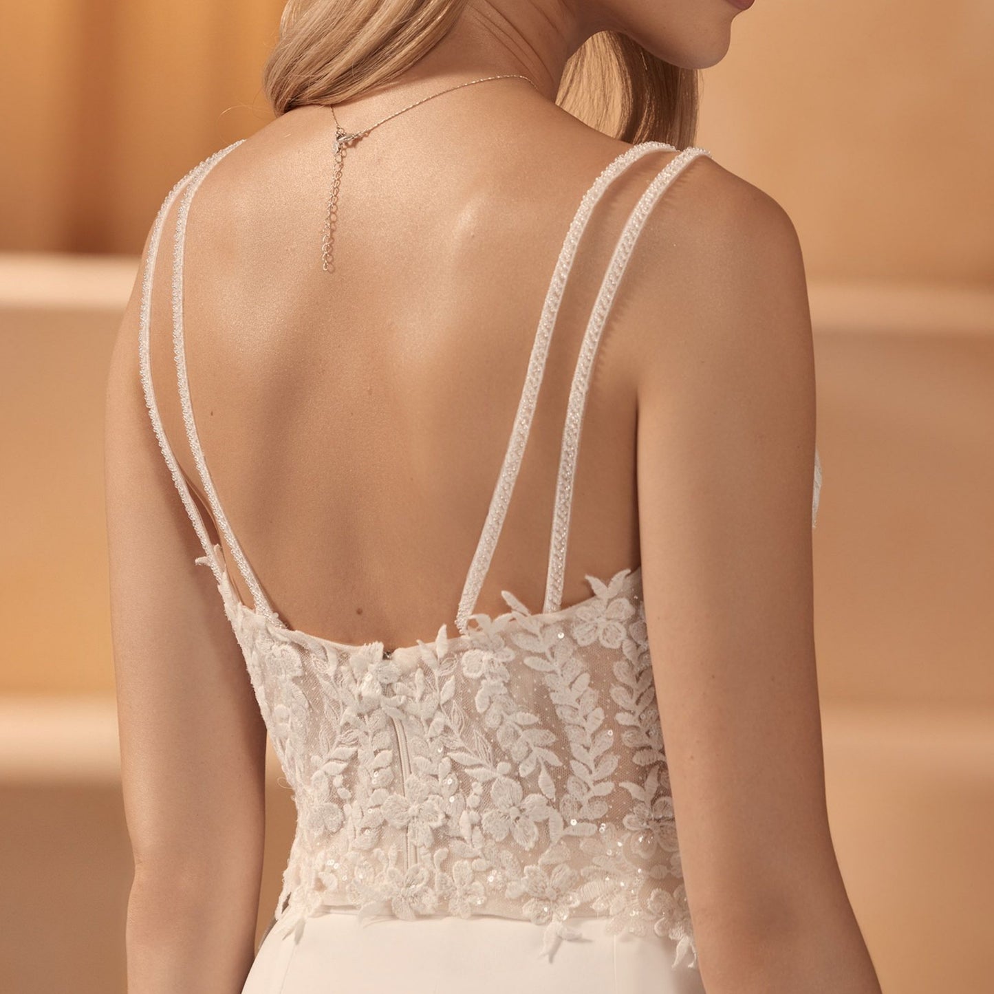 Bridal Top With Double Straps and Rhinestones