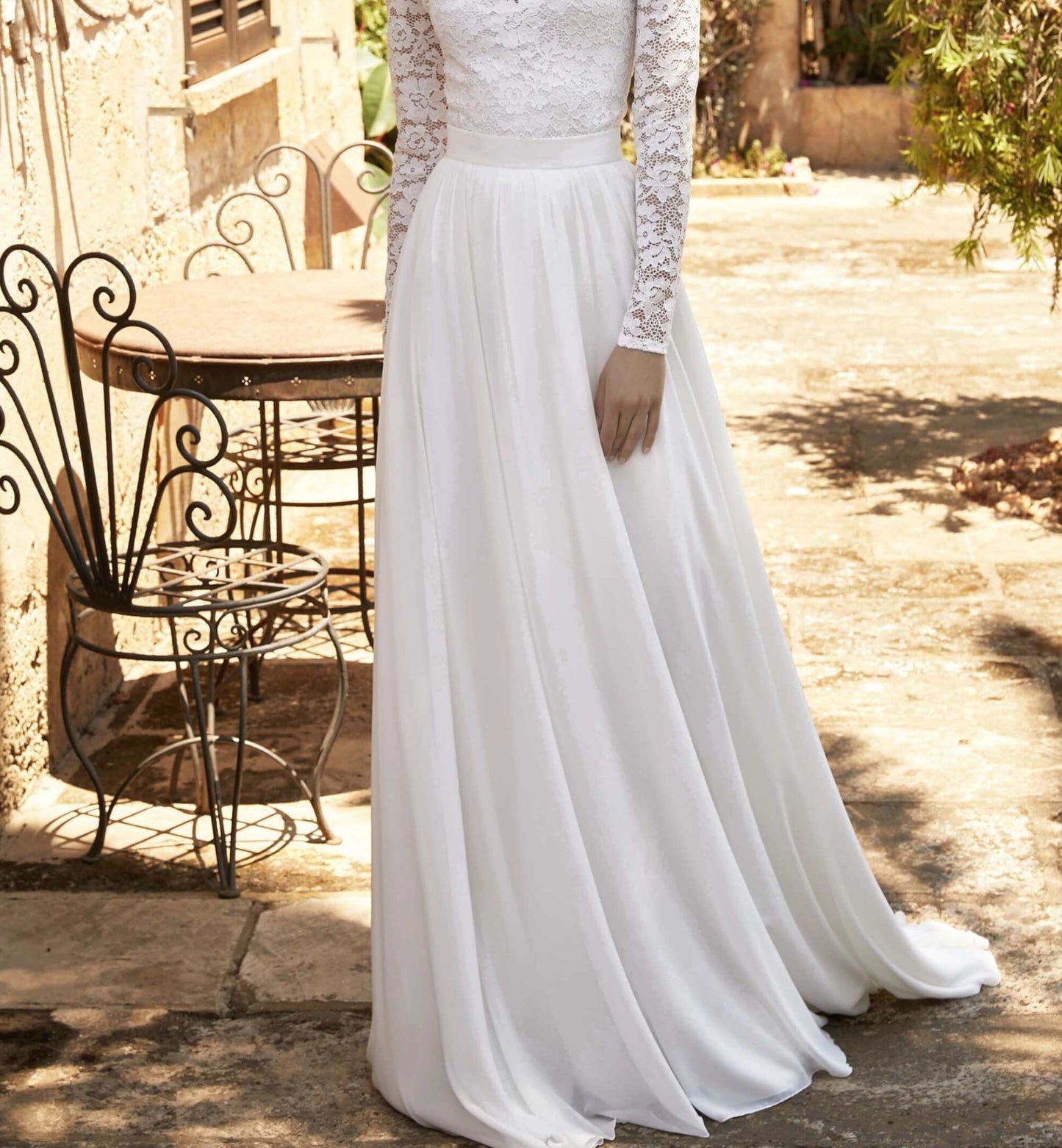 Long Bridal Skirt in Chiffon With Train