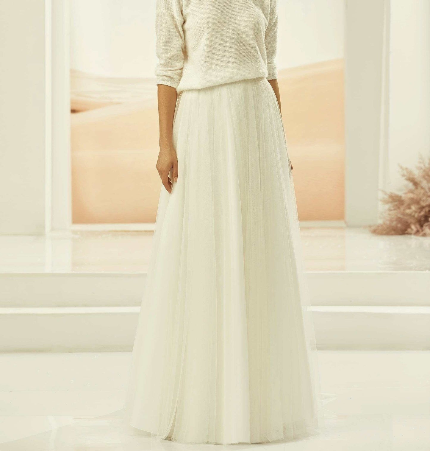 Long tulle skirt with train for brides