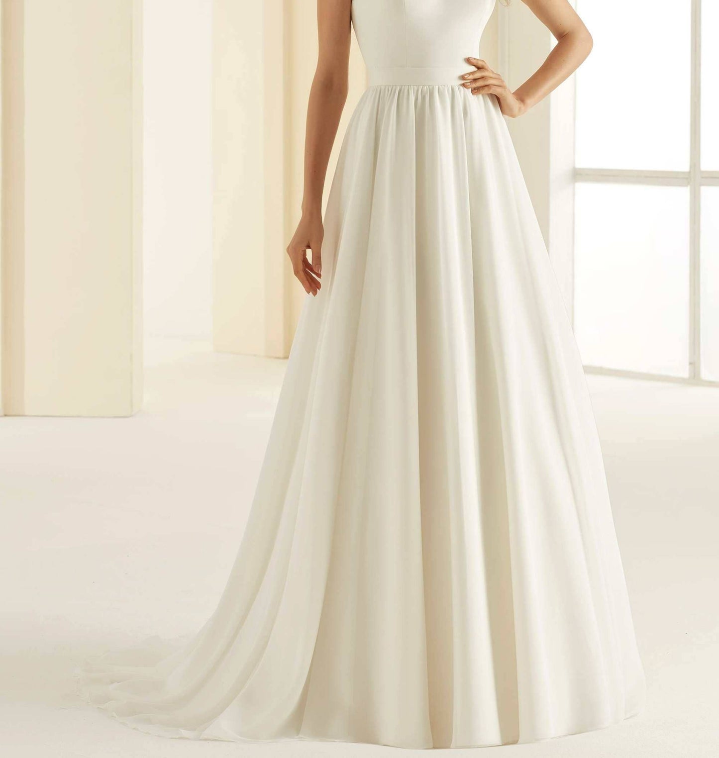 Long Bridal Skirt in Chiffon With Train