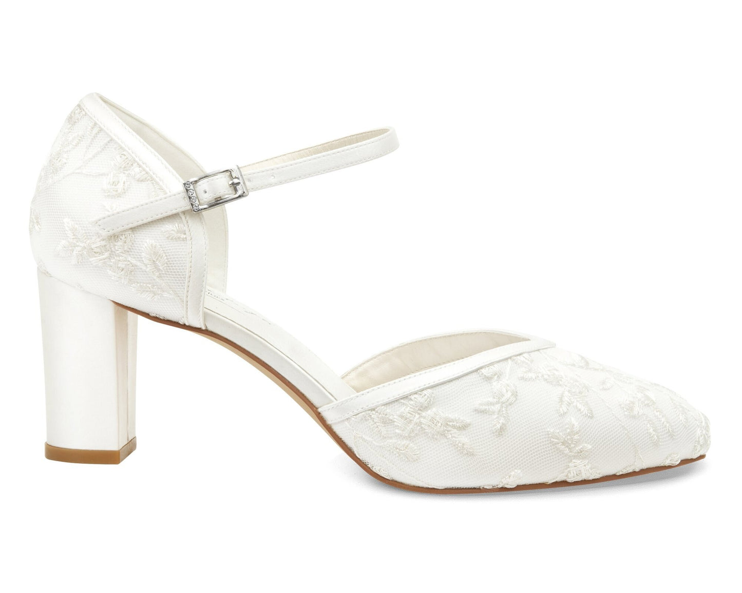 Scarpe da sposa con pizzo, sandali da sposa bianco sporco, scarpe da sposa con tacco a blocco e punta chiusa, sandali da sposa con tacco a blocco, scarpe da sposa con tacco basso
