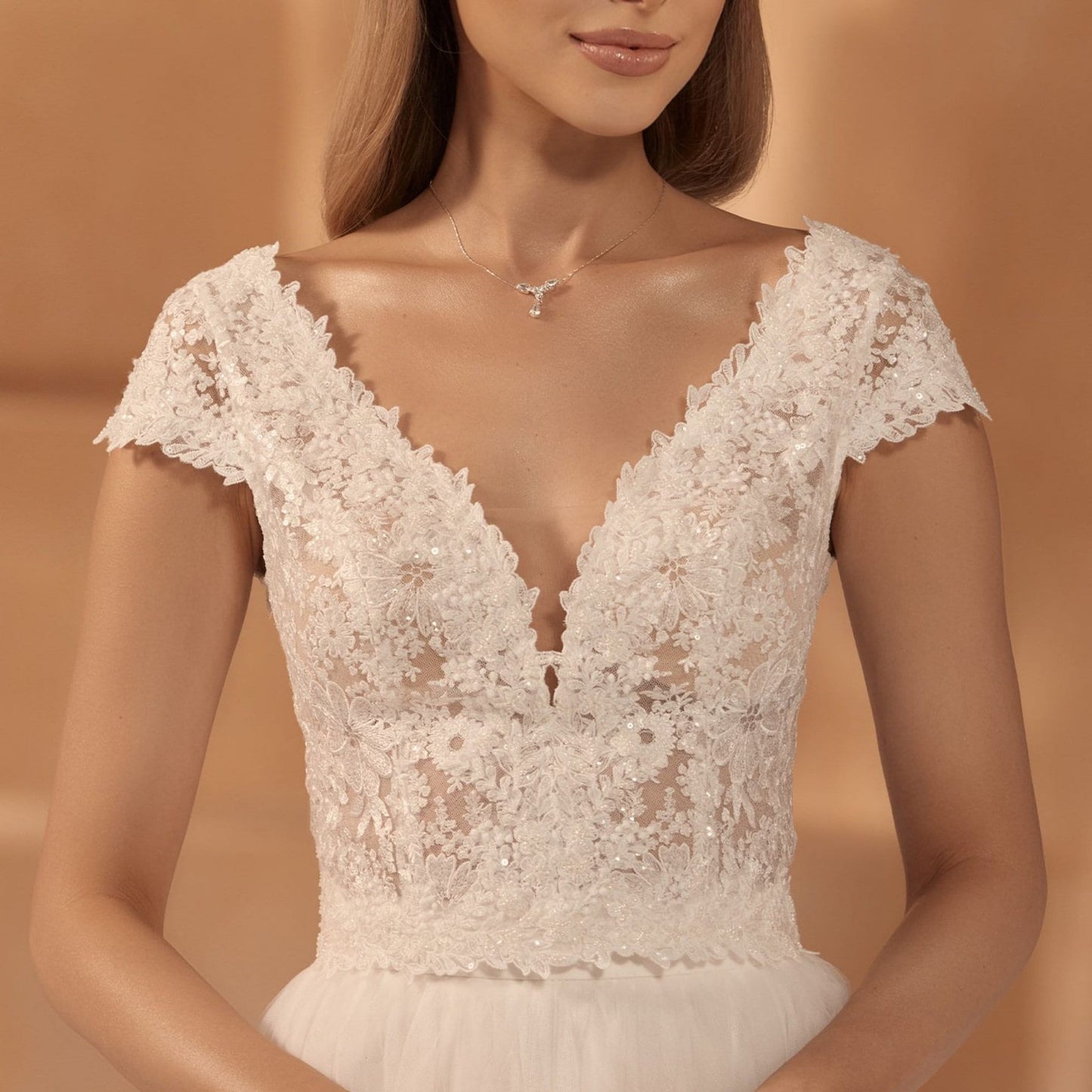 Short Sleeve Wedding Dress Topper With Rhinestones