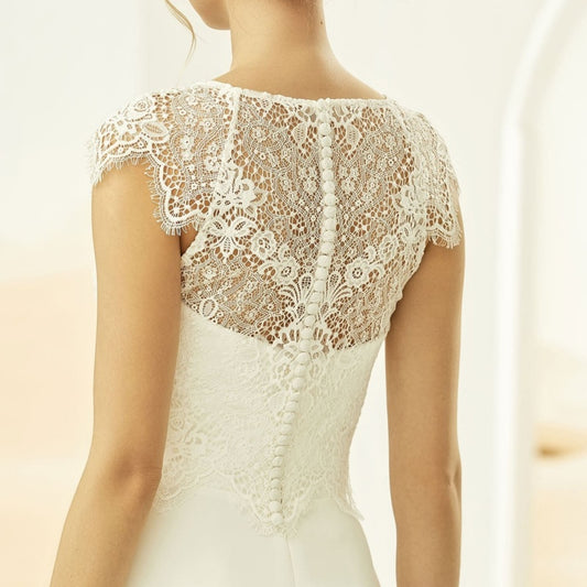 Short-Sleeved Lace Bridal Top Bianca