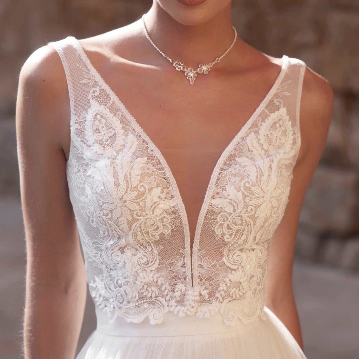 Lace Bridal Top Wide Straps Emma
