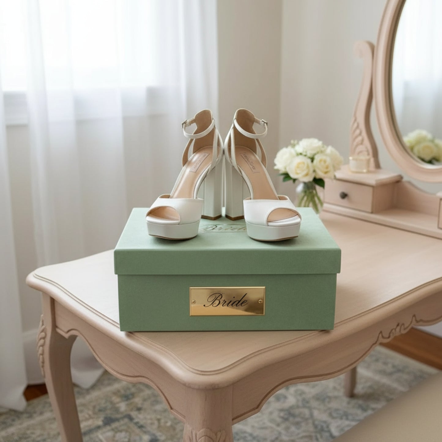 Satin Bridal Platform Heels with Peep Toe