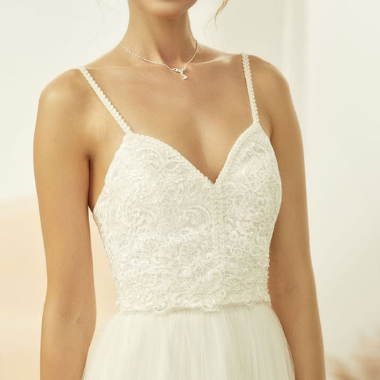 Bridal Top With Straps and Rhinestones Astrid