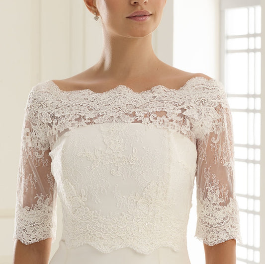 Bridal Lace Topper 3/4 Sleeves Emily