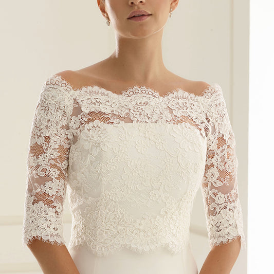 Bridal Lace Topper 3/4 Sleeves Adriana