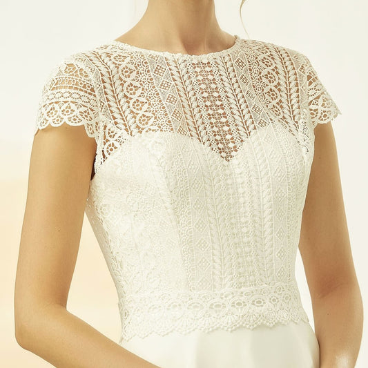 Short-Sleeved Bridal Lace Top May