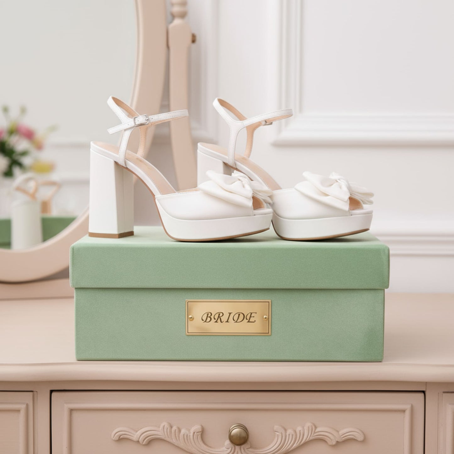 chunky heel bridal shoes
