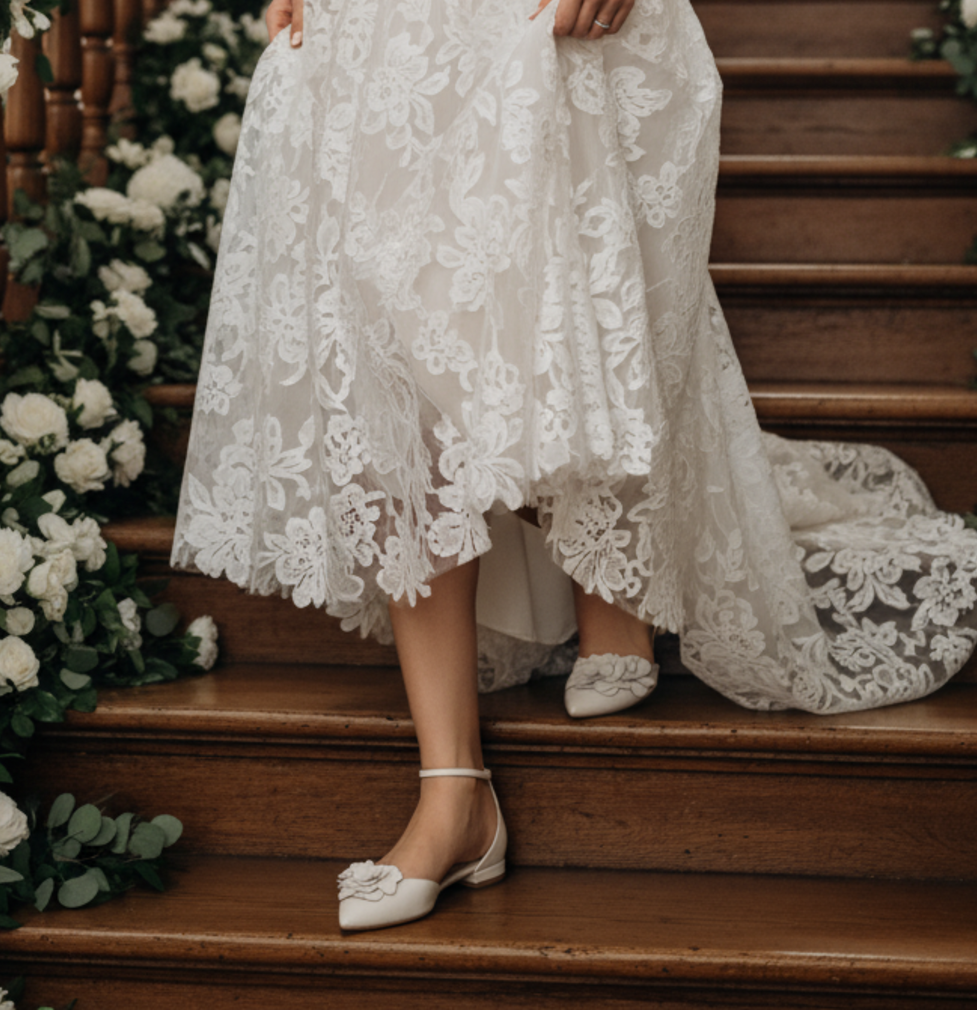 short wedding dress flat shoes Satin Pointy Toe Flats with Ankle Strap