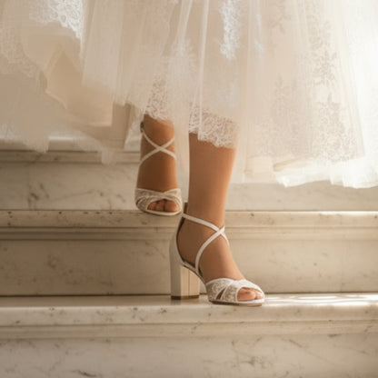 Bridal sandals blok heel 2.75 inches