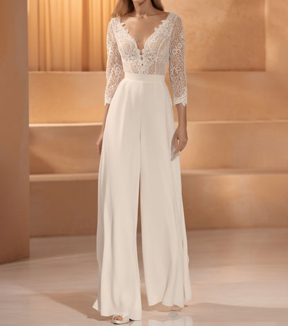 Bridal Jumpsuit Lace 3/4 Sleeves Emma