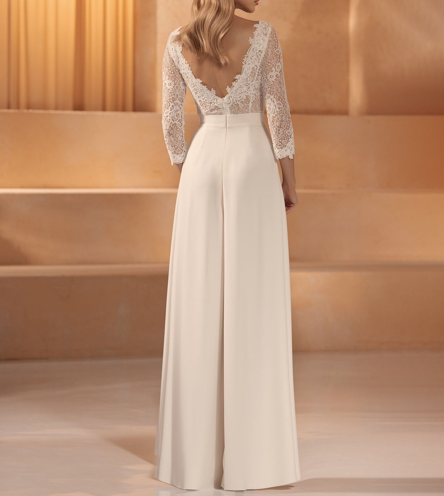 Bridal Jumpsuit Lace 3/4 Sleeves Emma