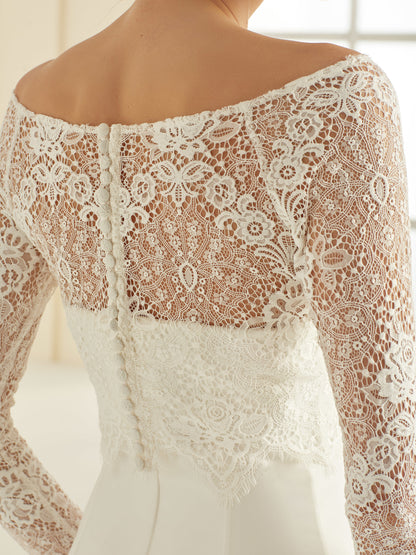 Long-Sleeved Lace Bridal Top Off-The-Shoulder