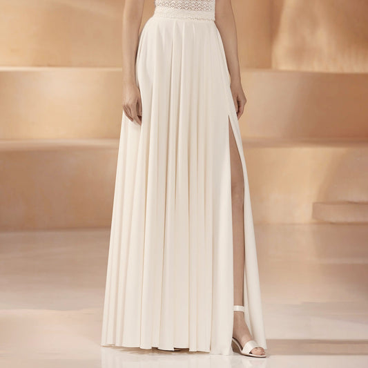 Bridal Long Skirt in Crepe With Slit