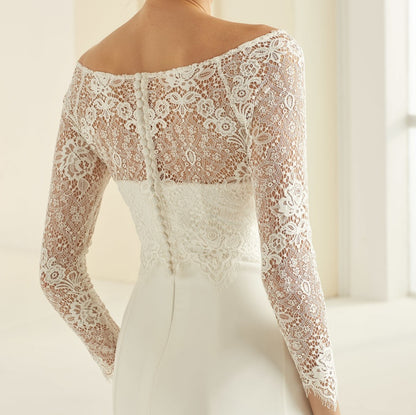 Long-Sleeved Lace Bridal Top Off-The-Shoulder