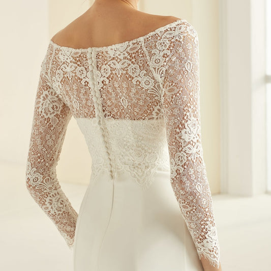 Long-Sleeved Lace Bridal Top Off-The-Shoulder