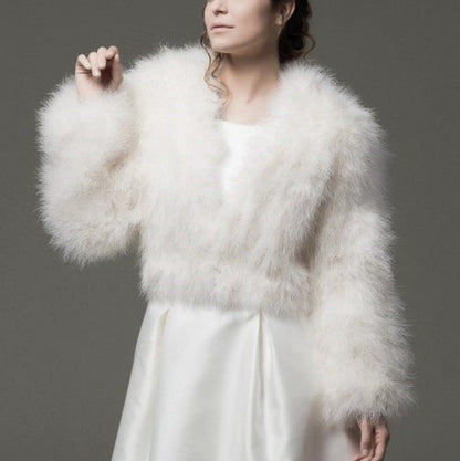 Natural feather bridal bolero by order; Bridal bolero
