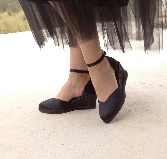 Black espadrilles for woman, Black espadrilles for bridesmaids, espadrilles for woman