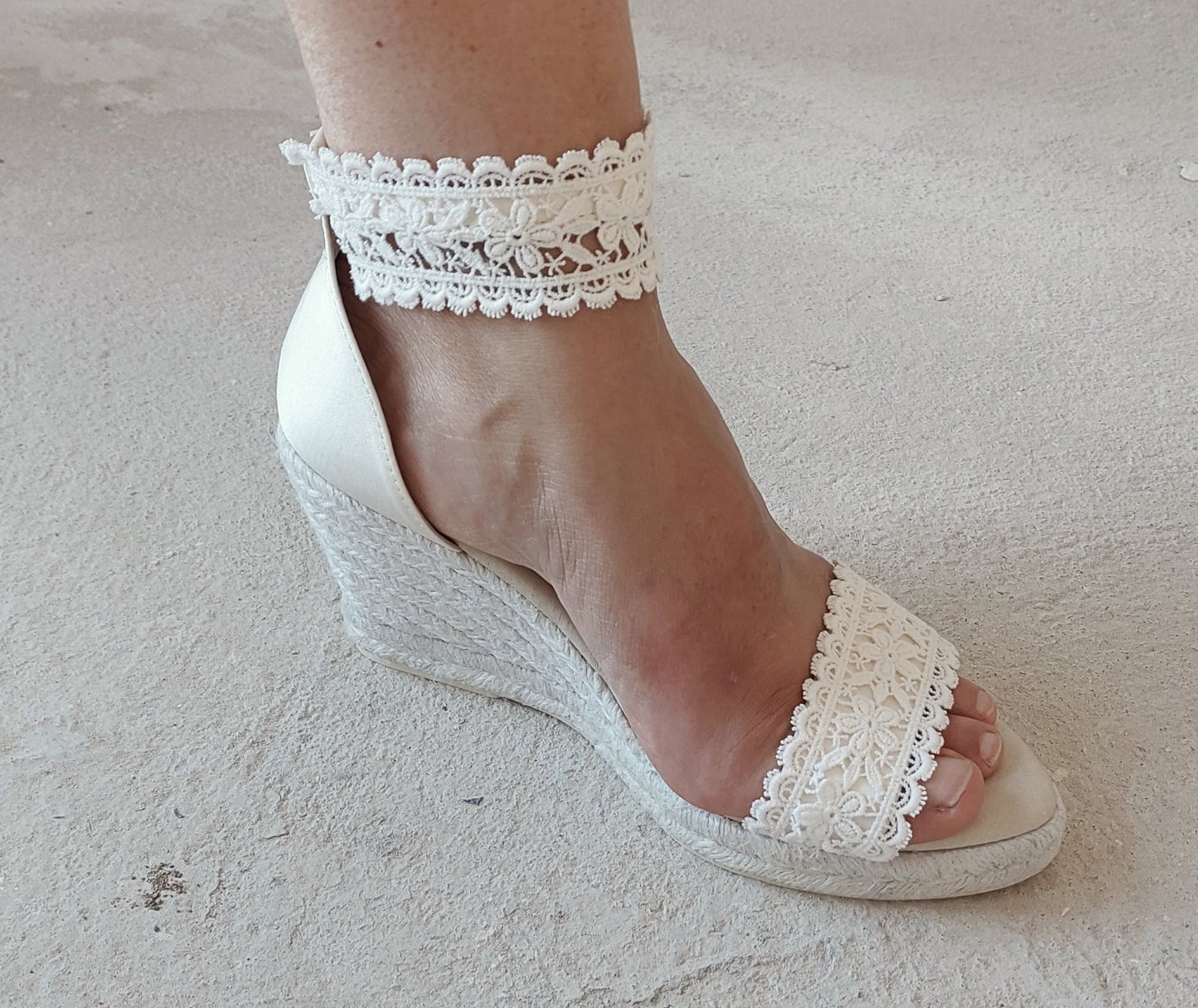 Low wedge bridal sandals, 8.2cm or 5cm wedge bridal espadrilles. Jute wedge bridal sandals, comfortable bridal wedges. bridal wedges