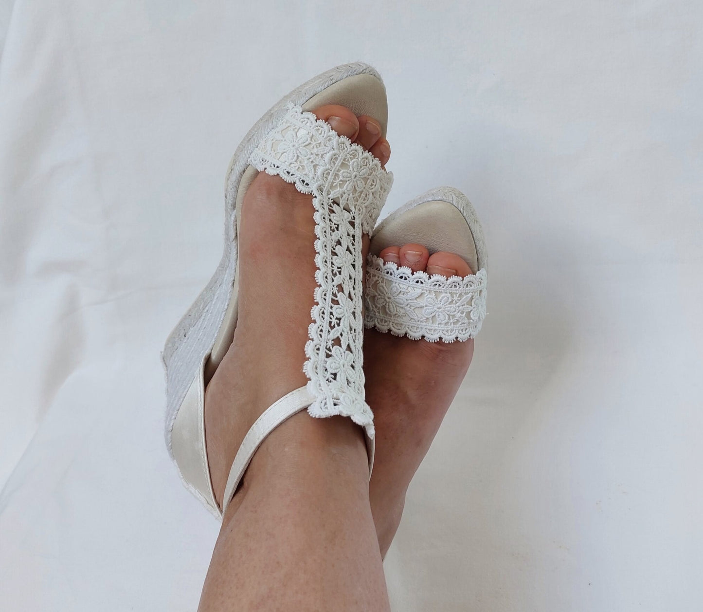 Low wedge bridal espadrilles, 8.2cm or 5cm wedge bridal espadrilles. Bridal sandals with jute wedges, Comfortable bridal wedges