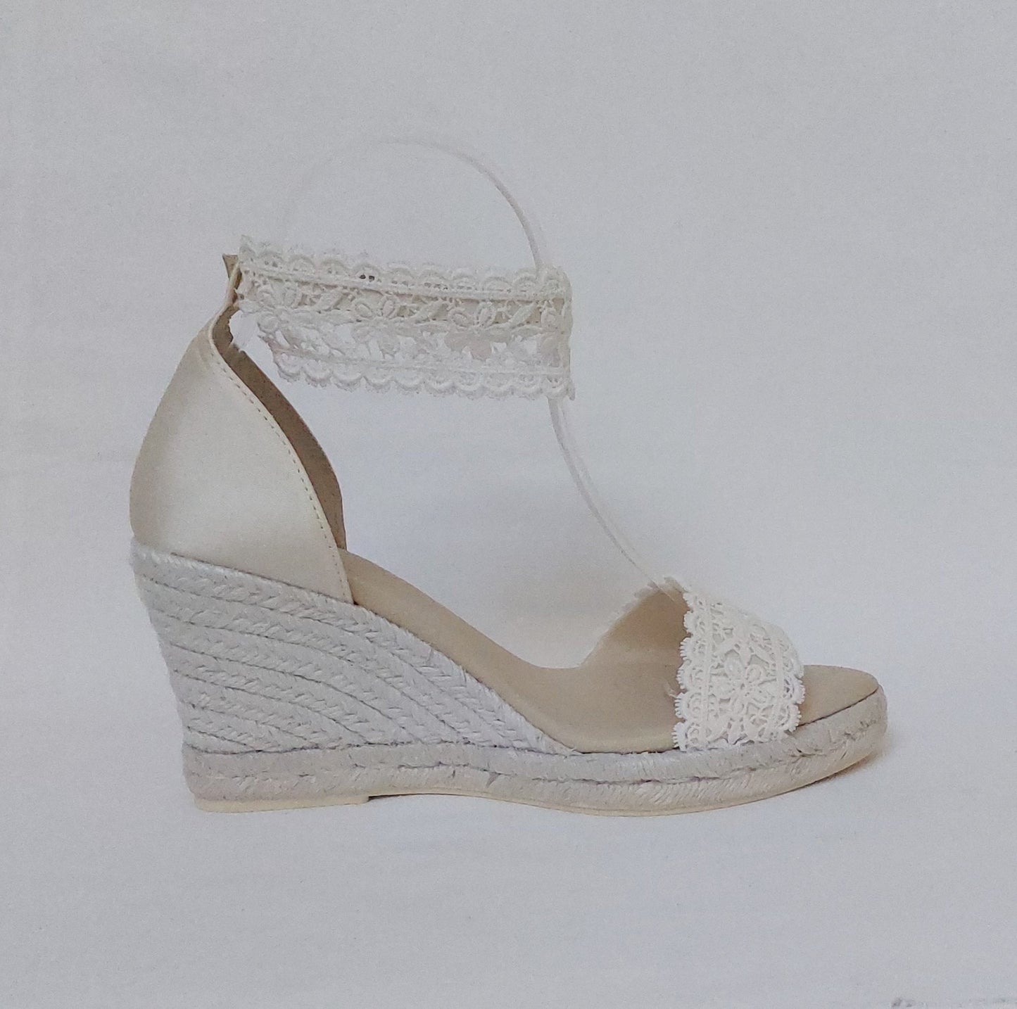 Low wedge bridal sandals, 8.2cm or 5cm wedge bridal espadrilles. Jute wedge bridal sandals, comfortable bridal wedges. bridal wedges