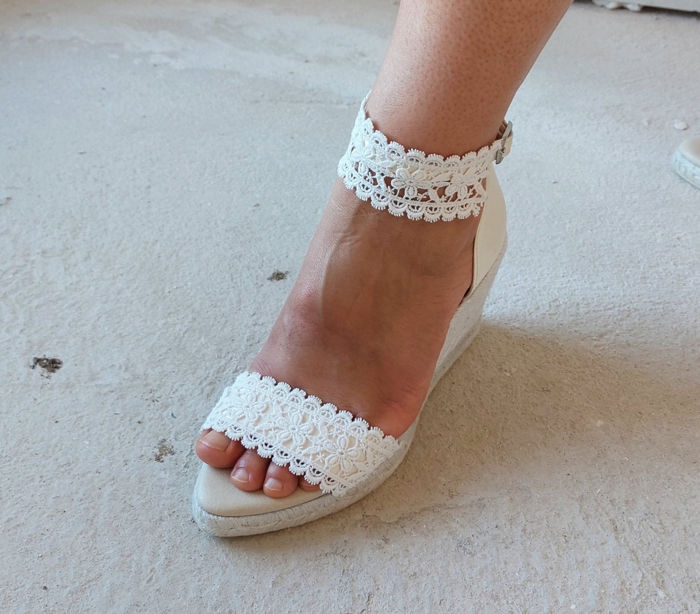 Low wedge bridal sandals, 8.2cm or 5cm wedge bridal espadrilles. Jute wedge bridal sandals, comfortable bridal wedges. bridal wedges