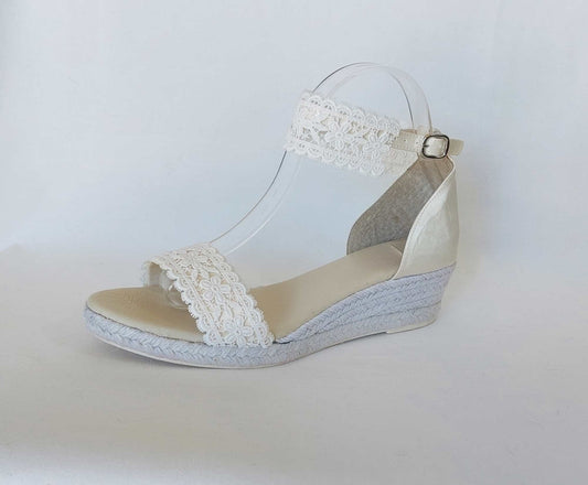 Alpargatas novia, Alpargatas con encaje, Zapatos de novia, Sandalias boda en la playa, Sandalias encaje novias, Sandalias blancas novias