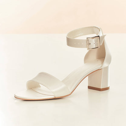 Bridal sandals with low block heel
