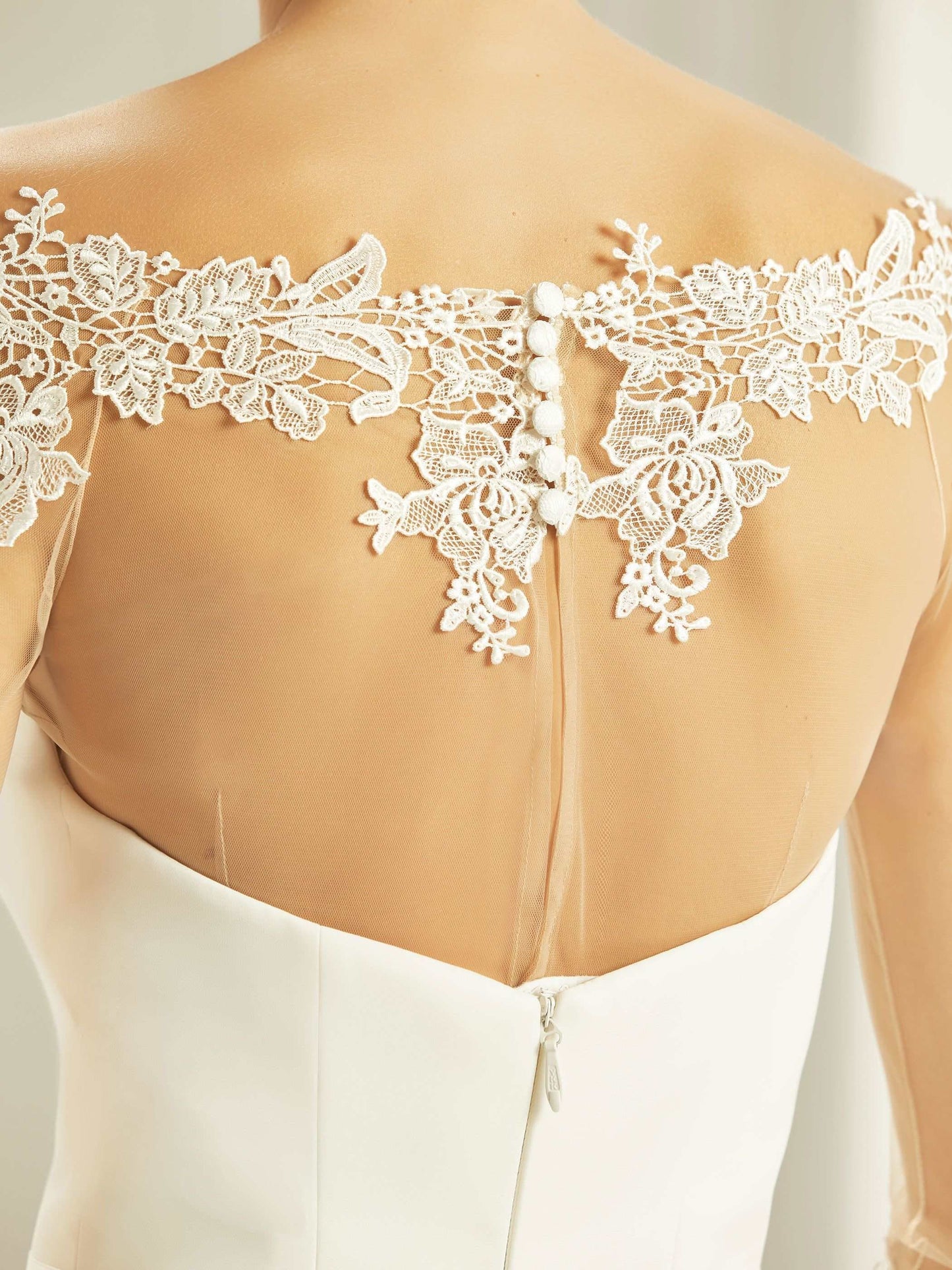 Bolero Nupcial Boho Lace, Chaqueta Novia de Encaje, Funda de Encaje novia, Bolero novia cuello de barco, Top encaje novias