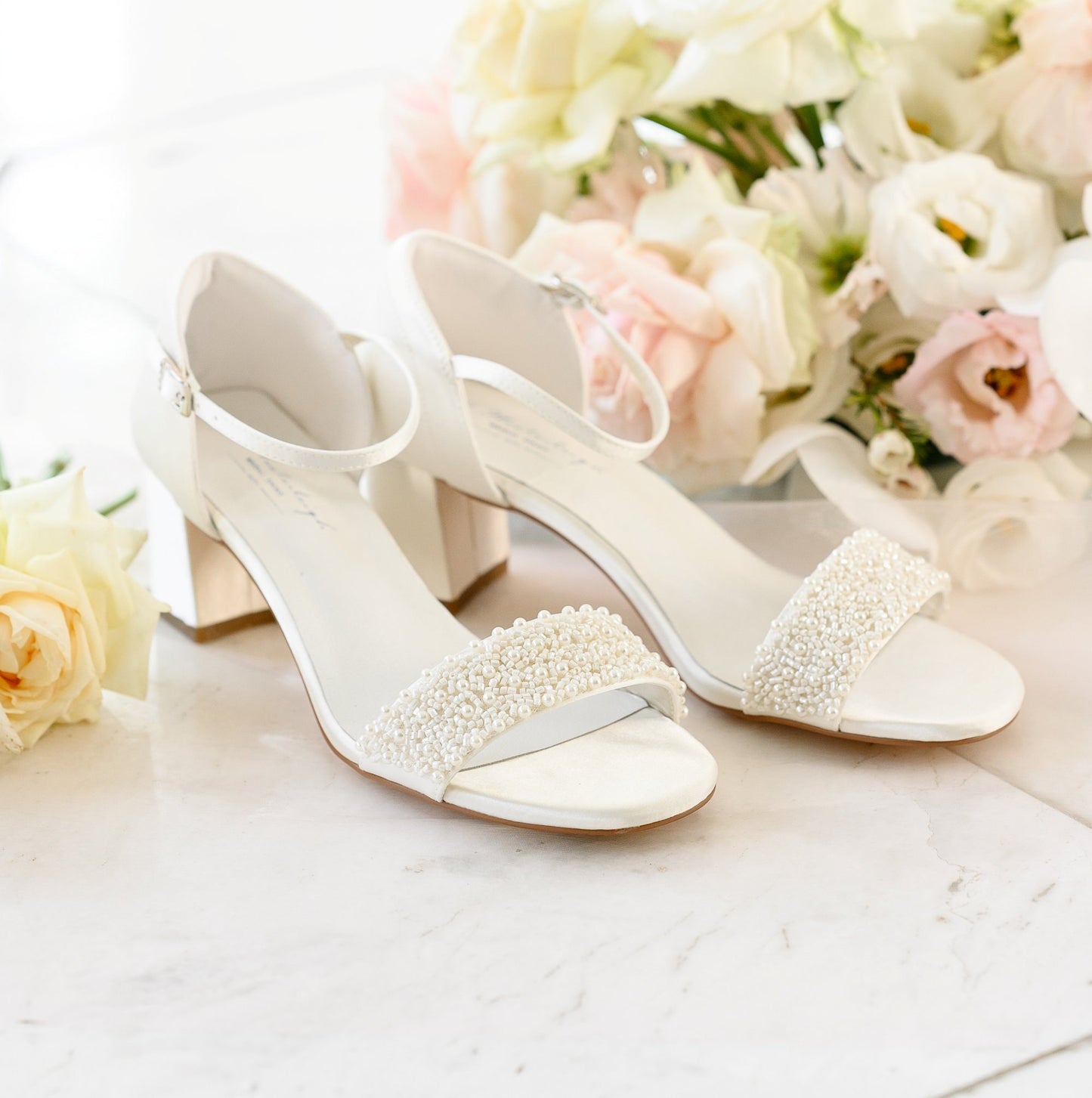 Bridal shoes with pearls, Off white Bridal sandals, bridal shoes block heel closed toe, Bridal sandals block heel, Bridal shoes low heel