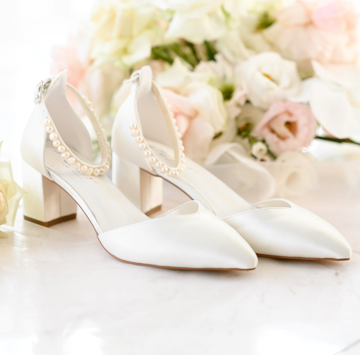 Bridal shoes with pearls, Off white Bridal sandals, bridal shoes block heel open toe, Bridal shoes low heel, Wedding shoes