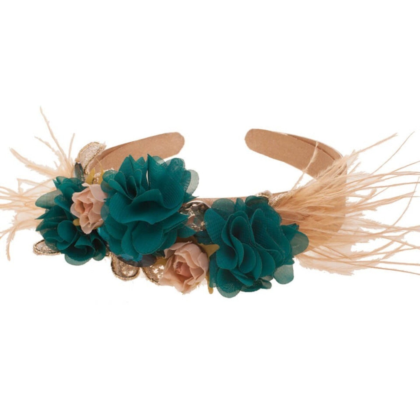 Diadema de fiesta con flores y plumas/ Headband for Bridesmaids/ Diadema de fiesta/ Tocado para madrinas para fiesta/ Bridal headband