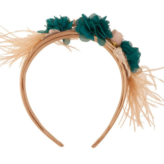 Diadema de fiesta con flores y plumas/ Headband for Bridesmaids/ Diadema de fiesta/ Tocado para madrinas para fiesta/ Bridal headband