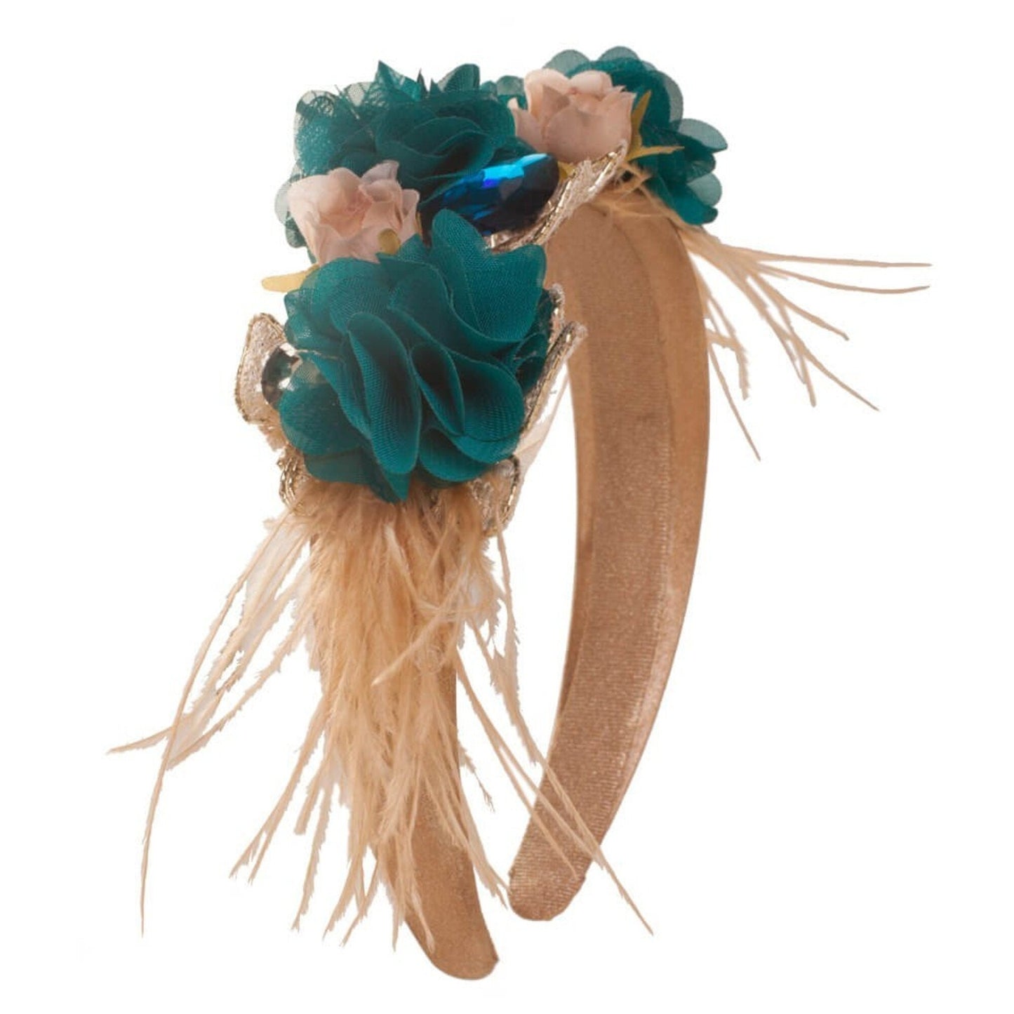 Diadema de fiesta con flores y plumas/ Headband for Bridesmaids/ Diadema de fiesta/ Tocado para madrinas para fiesta/ Bridal headband