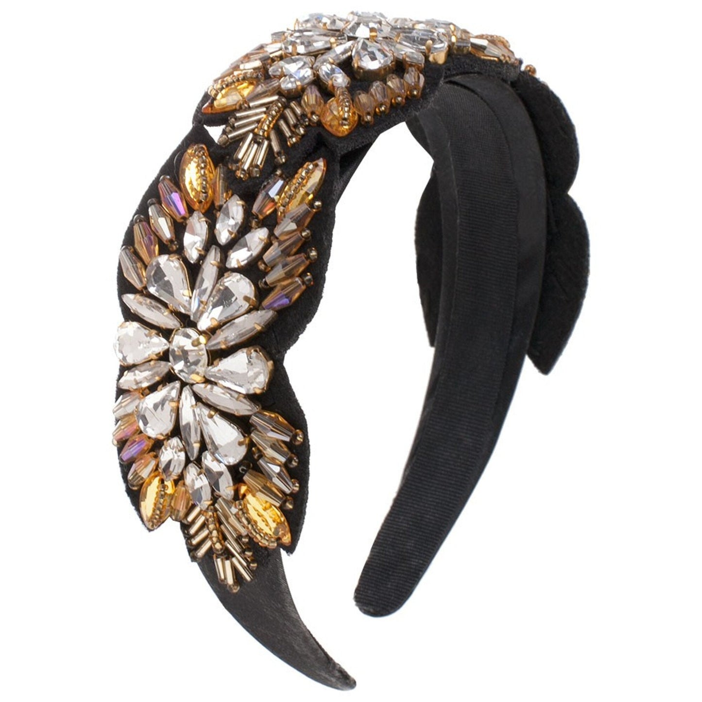 Diadema de pedreria/ Dorado y negro headband/ Headband for Bridesmaids/ Diadema de fiesta con pedreria/ Tocado para madrinas para fiesta